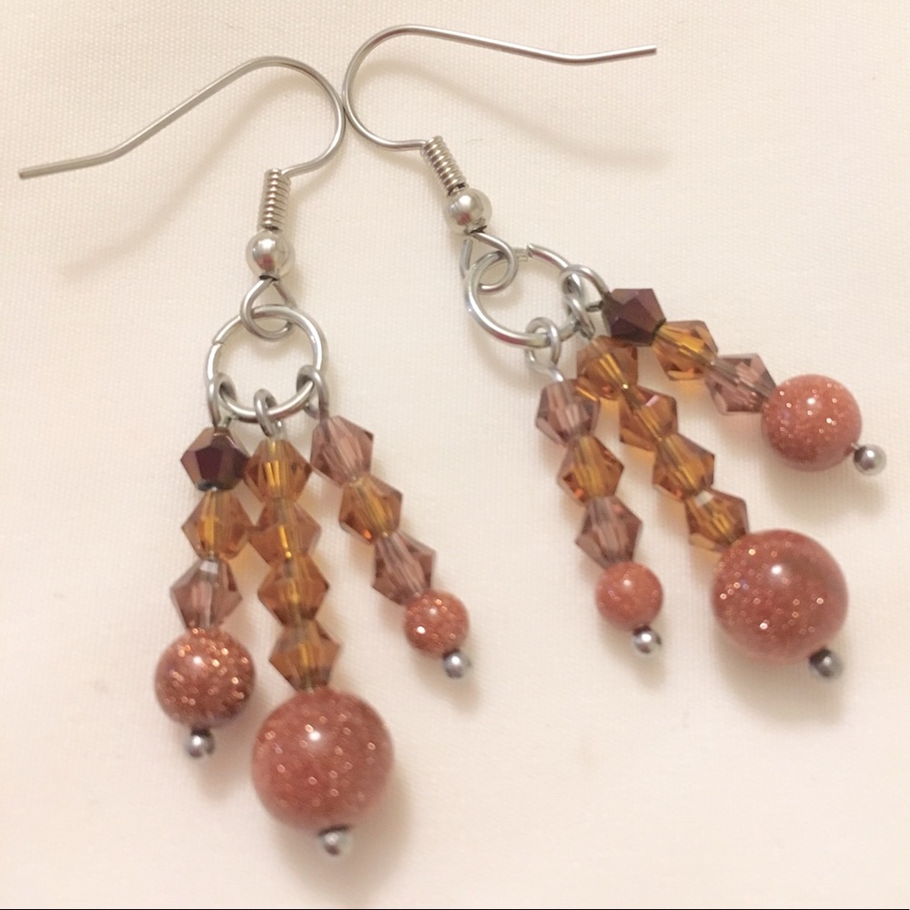 Sunstone & Crystals Handmade Earrings